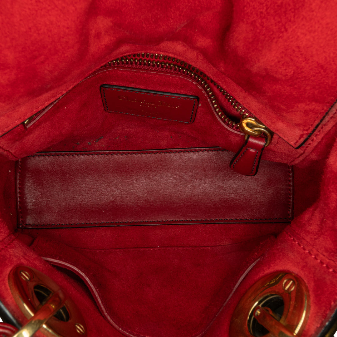 Mini Lambskin Cannage Studded Supple Lady Dior Red - Gaby Paris