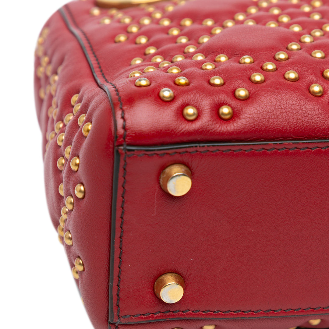 Mini Lambskin Cannage Studded Supple Lady Dior Red - Gaby Paris