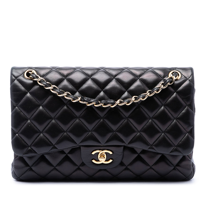 Classic Double rabat Jumbo Cuir d'agneau Noir