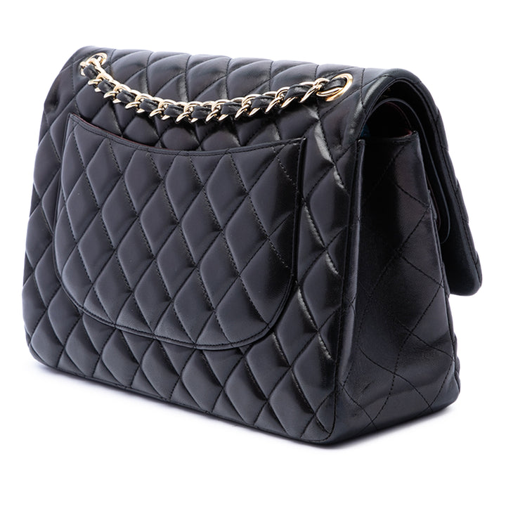 Classic Double rabat Jumbo Cuir d'agneau Noir