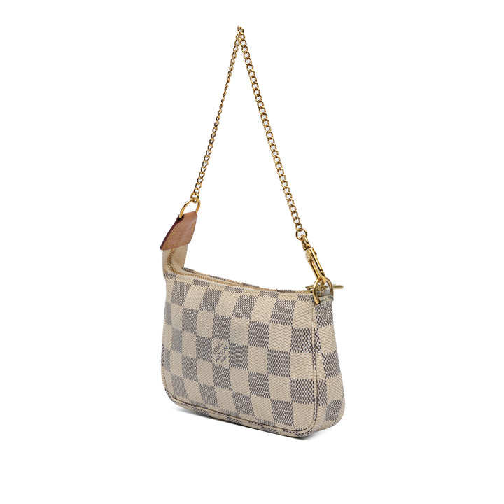 Damier Azur Mini Pochette Accessoires White - Gaby Paris