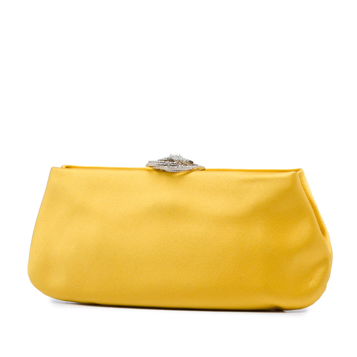 Chanel Satin Cristal Camellia Evening Frame Pochette