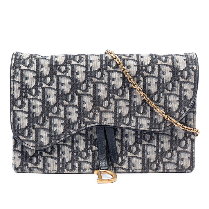 Dior Oblique Toile Saddle Pochette Wallet on Chain