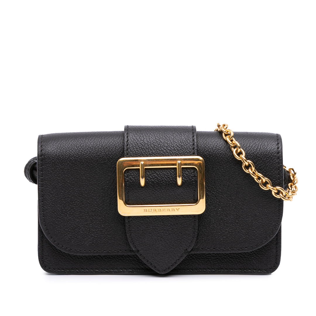 Mini Soft Grain Calfskin Buckle Crossbody Black - Gaby Paris