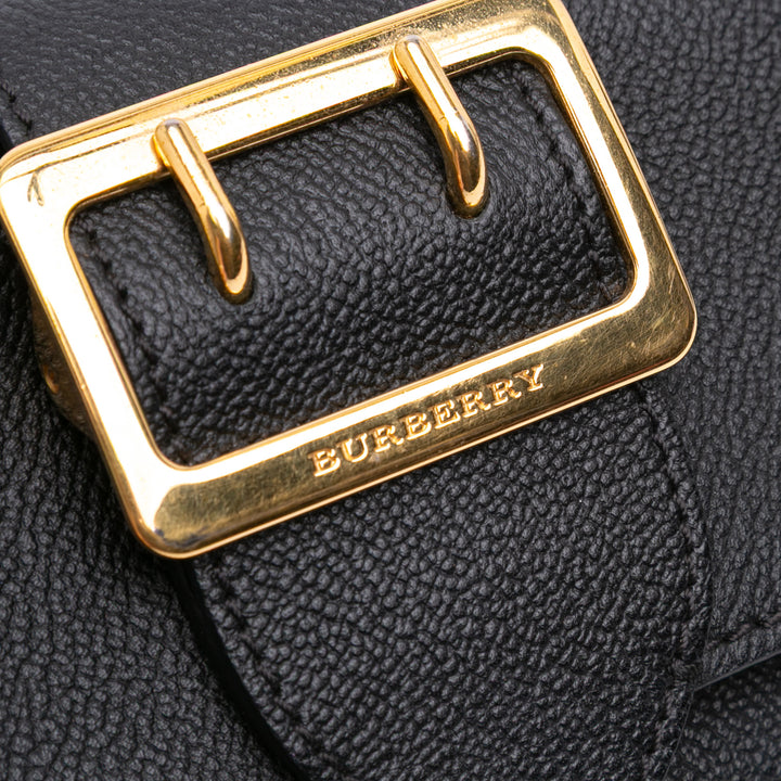 Mini Soft Grain Calfskin Buckle Crossbody Black - Gaby Paris