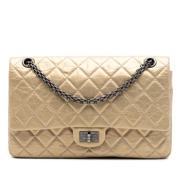 Chanel Matelassé Metallic vieilli Cuir de veau Reissue 2.55 Double rabat 226