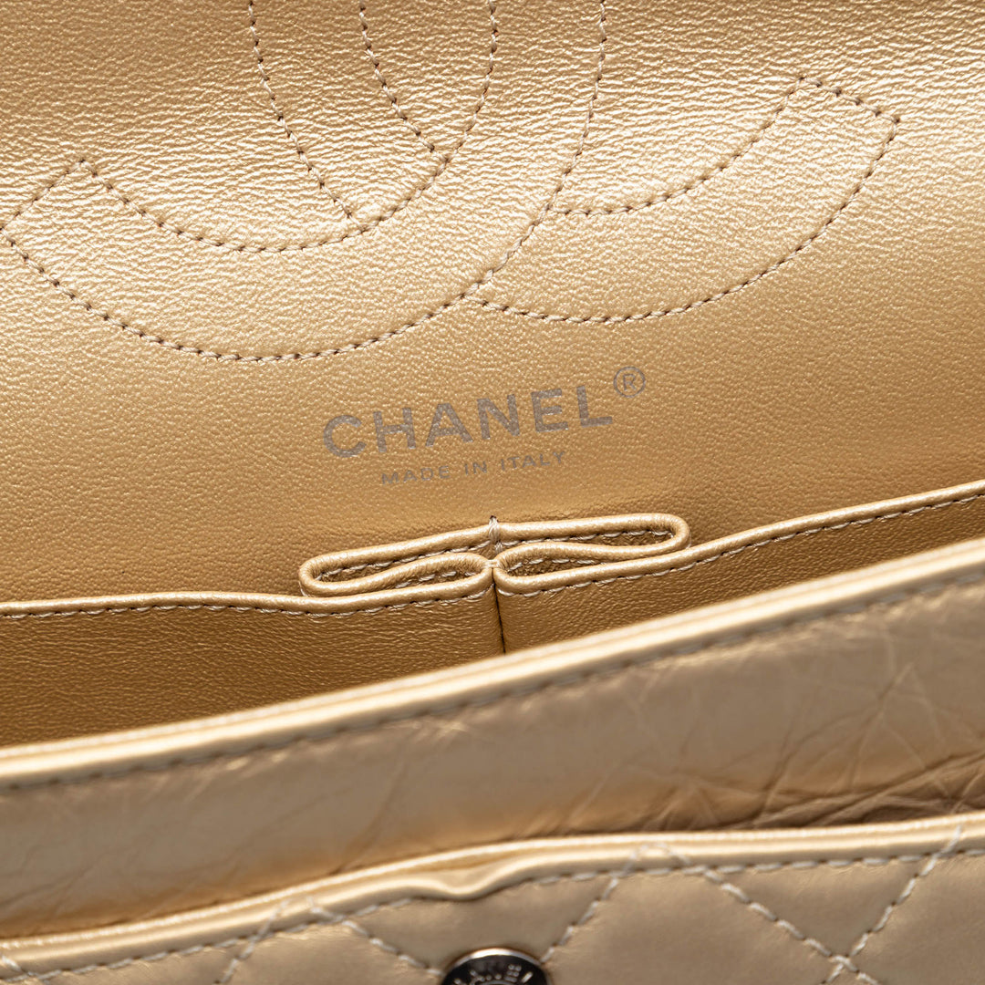 Chanel Matelassé Metallic vieilli Cuir de veau Reissue 2.55 Double rabat 226