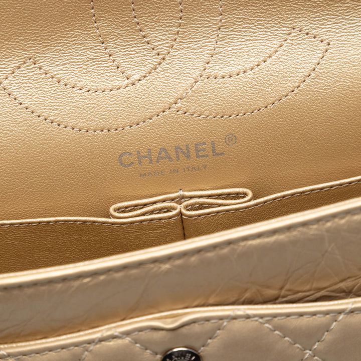 Chanel Matelassé Metallic vieilli Cuir de veau Reissue 2.55 Double rabat 226