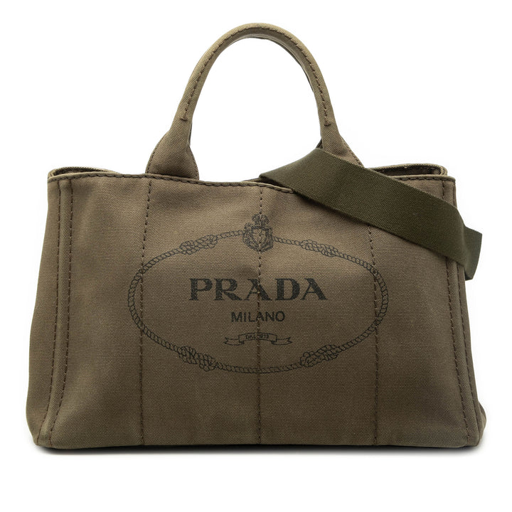 Prada Toile Canapa Logo Cabas