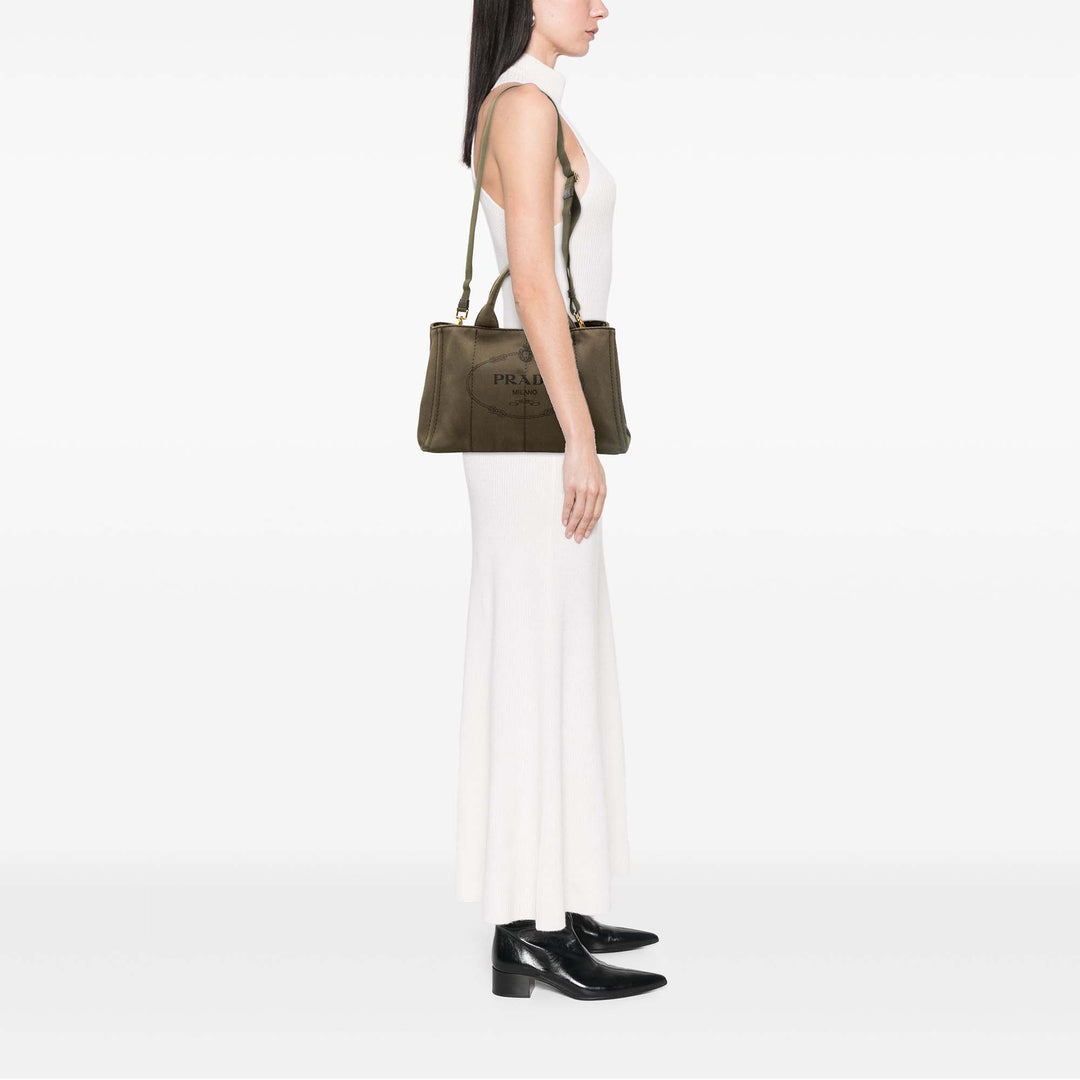 Prada Toile Canapa Logo Cabas