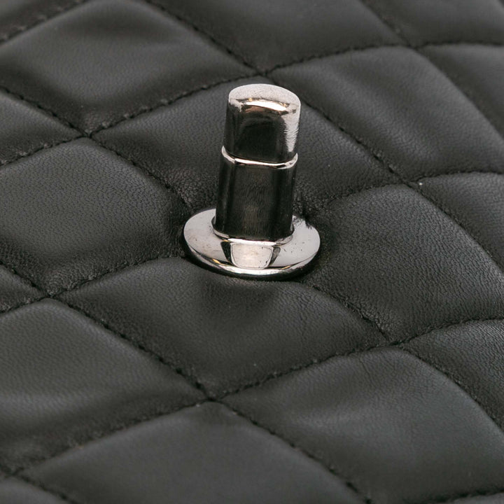 Jumbo Quilted Lambskin Coco Loop Flap Black - Gaby Paris