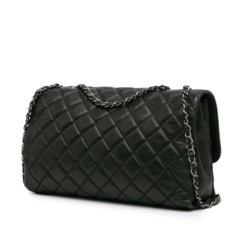 Jumbo Quilted Lambskin Coco Loop Flap Black - Gaby Paris