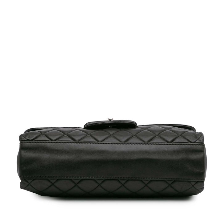 Jumbo Quilted Lambskin Coco Loop Flap Black - Gaby Paris