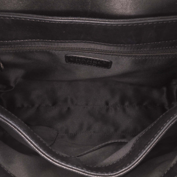 Jumbo Quilted Lambskin Coco Loop Flap Black - Gaby Paris