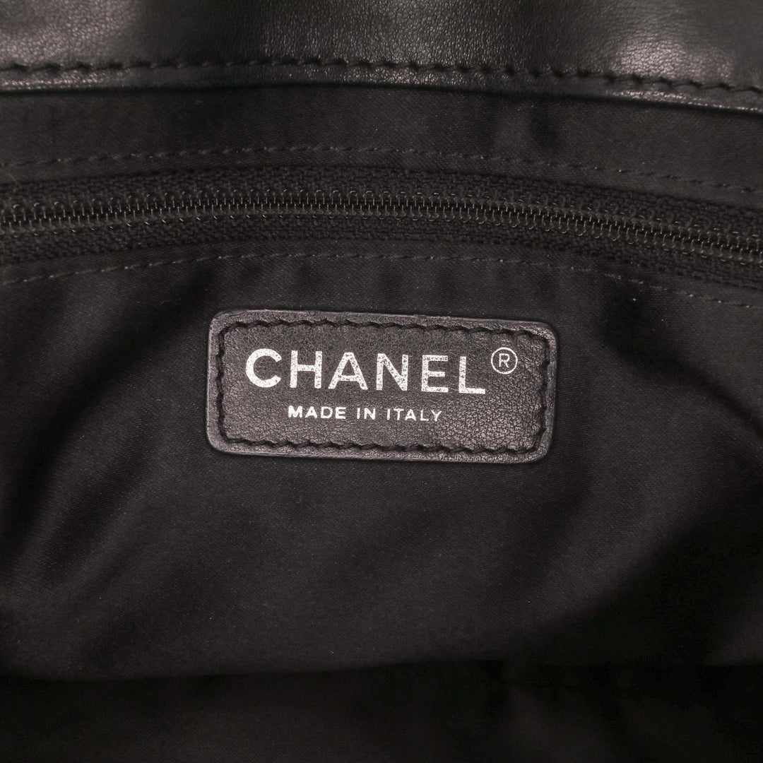 Jumbo Quilted Lambskin Coco Loop Flap Black - Gaby Paris