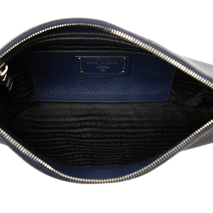 Prada Pochette Vitello Daino Bleu – vue 4 – GABY PARIS