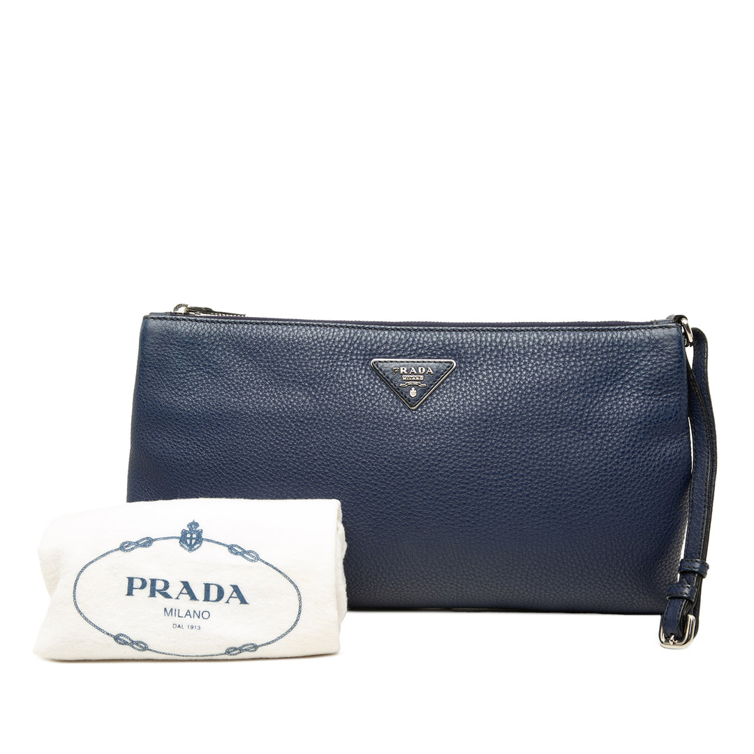 Prada Pochette Vitello Daino Bleu – vue 7 – GABY PARIS