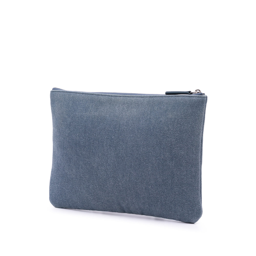 Medium Denim Sequin Deauville O Case Clutch Blue - Gaby Paris