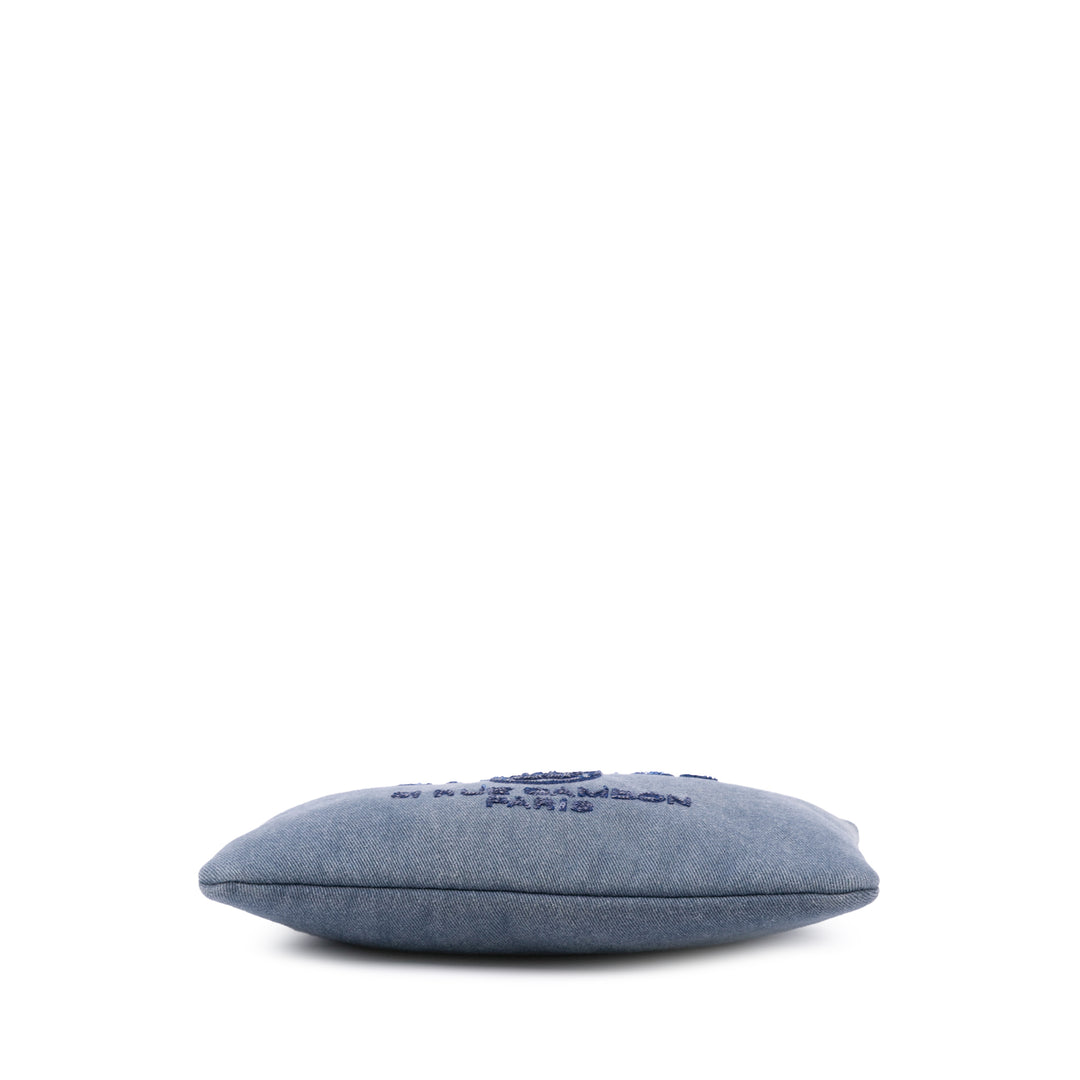 Medium Denim Sequin Deauville O Case Clutch Blue - Gaby Paris