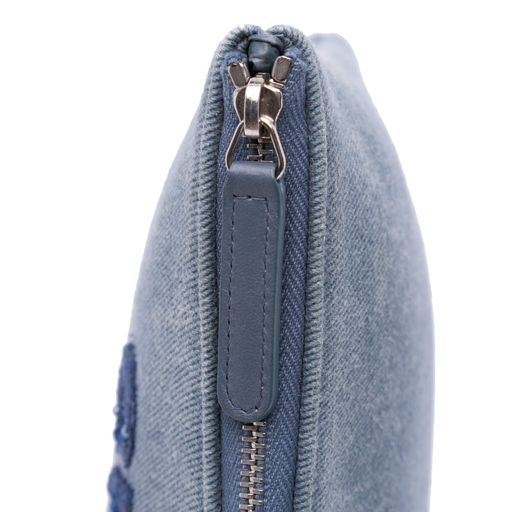 Medium Denim Sequin Deauville O Case Clutch Blue - Gaby Paris