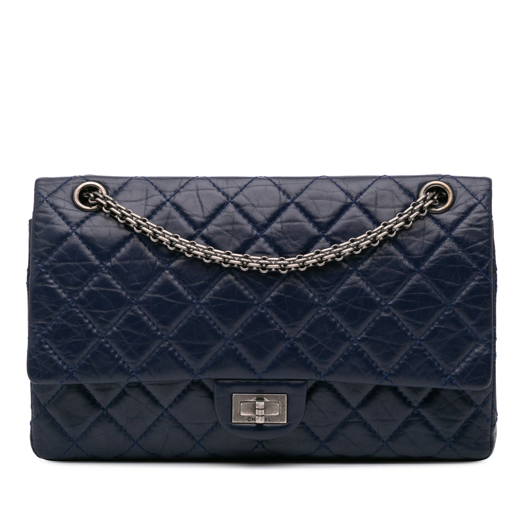 Reissue 2.55 Aged Calfskin Double Flap 226 Blue - Gaby Paris