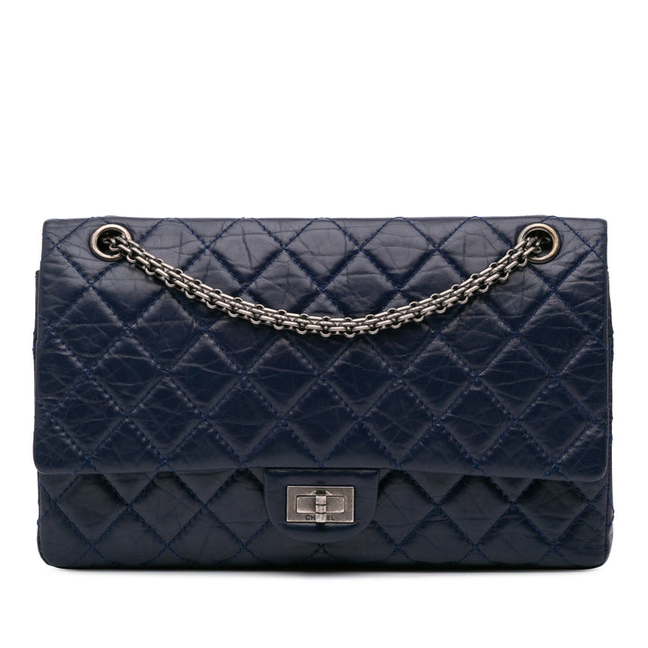 Reissue 2.55 Aged Calfskin Double Flap 226 Blue - Gaby Paris