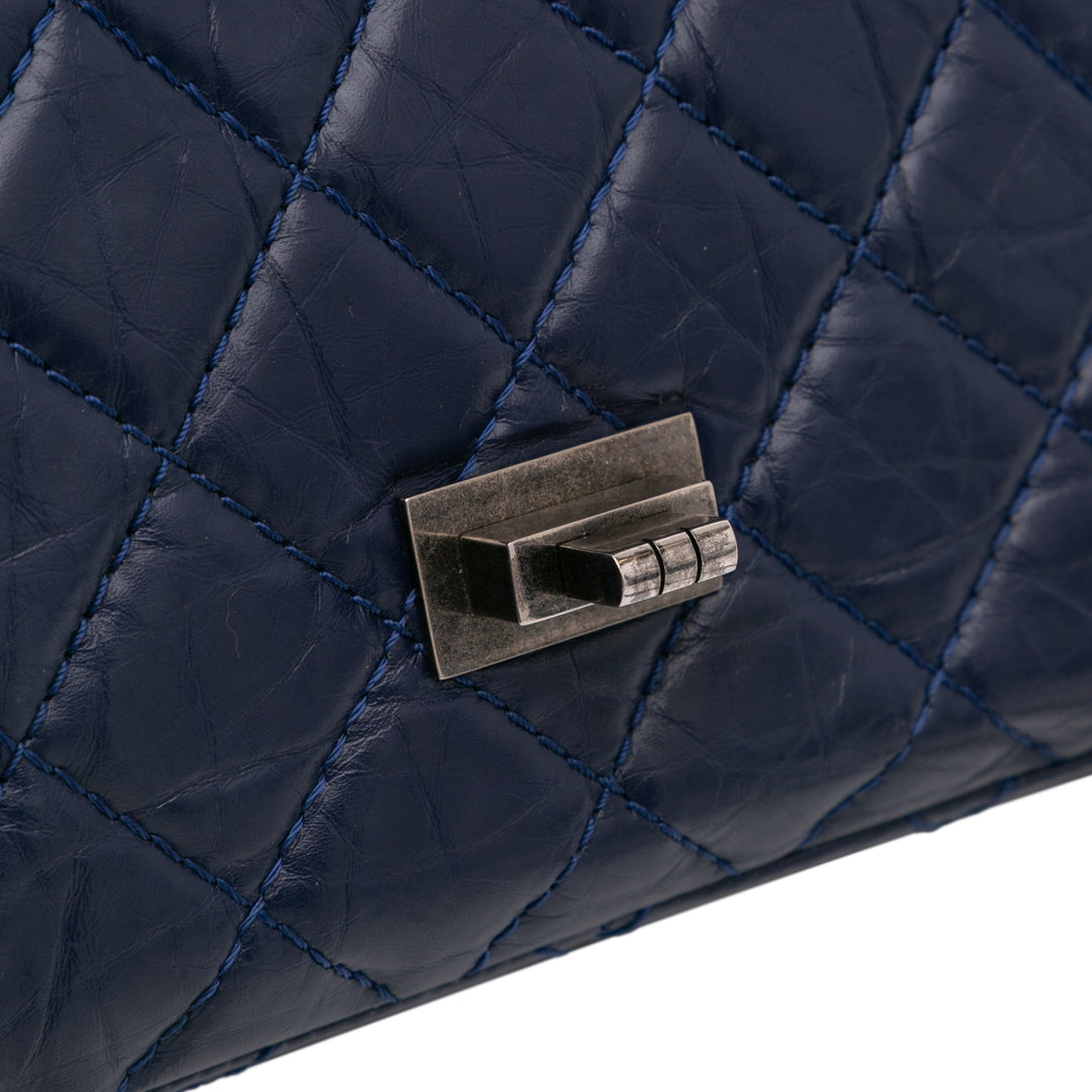 Reissue 2.55 Aged Calfskin Double Flap 226 Blue - Gaby Paris