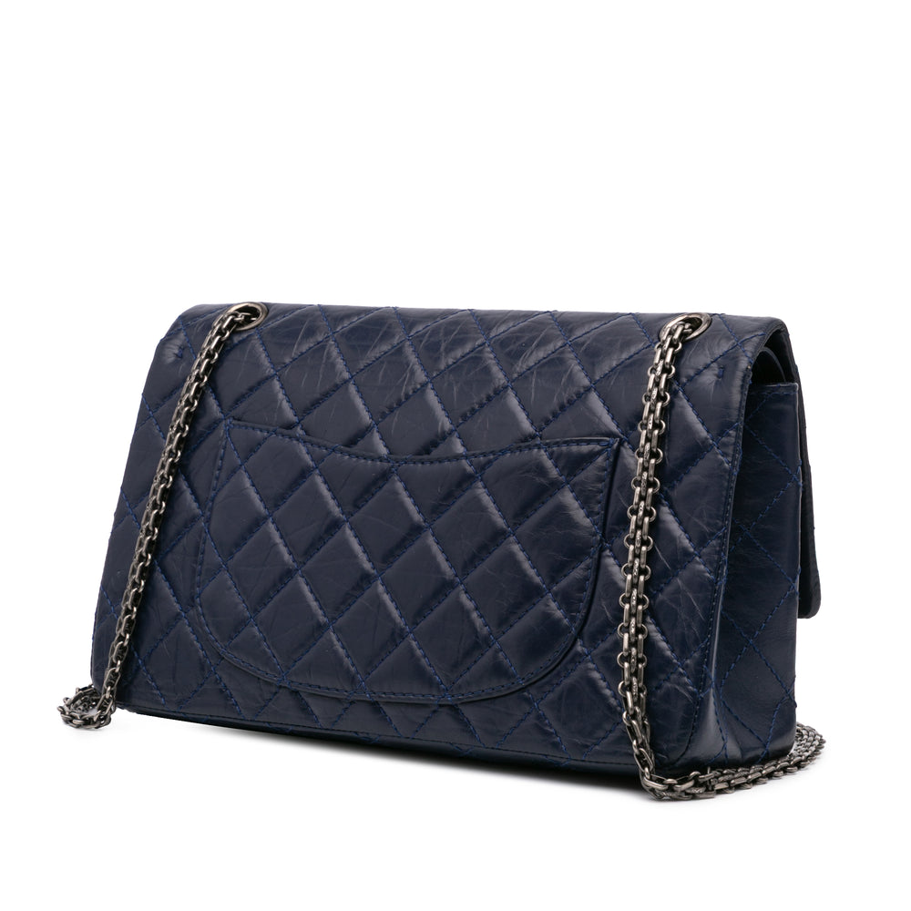 Reissue 2.55 Aged Calfskin Double Flap 226 Blue - Gaby Paris