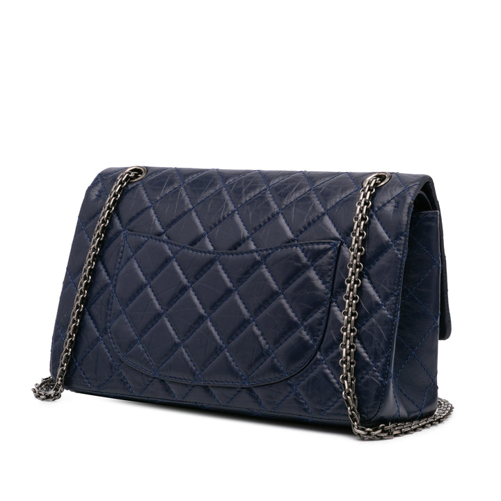Reissue 2.55 Aged Calfskin Double Flap 226 Blue - Gaby Paris