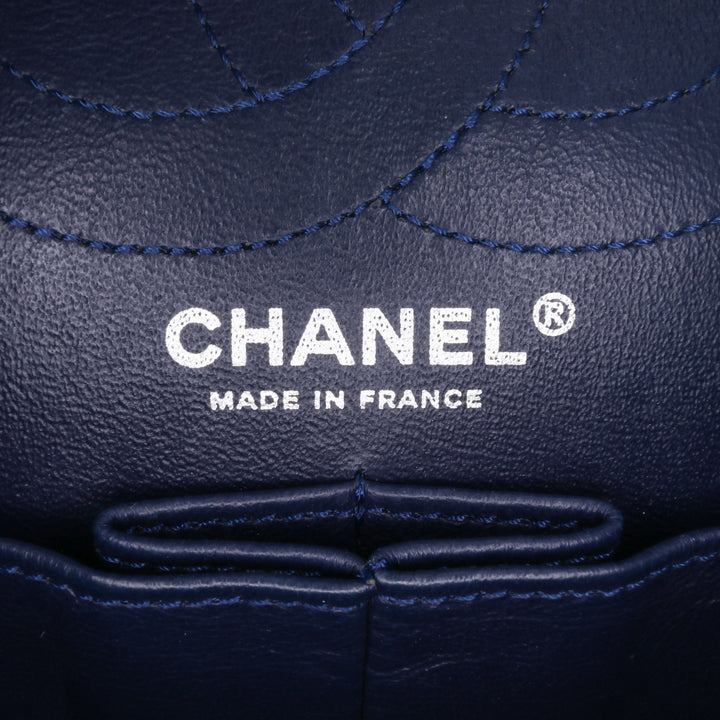 Reissue 2.55 Aged Calfskin Double Flap 226 Blue - Gaby Paris
