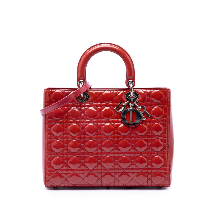 Dior Large Cuir verni Cannage Lady Dior