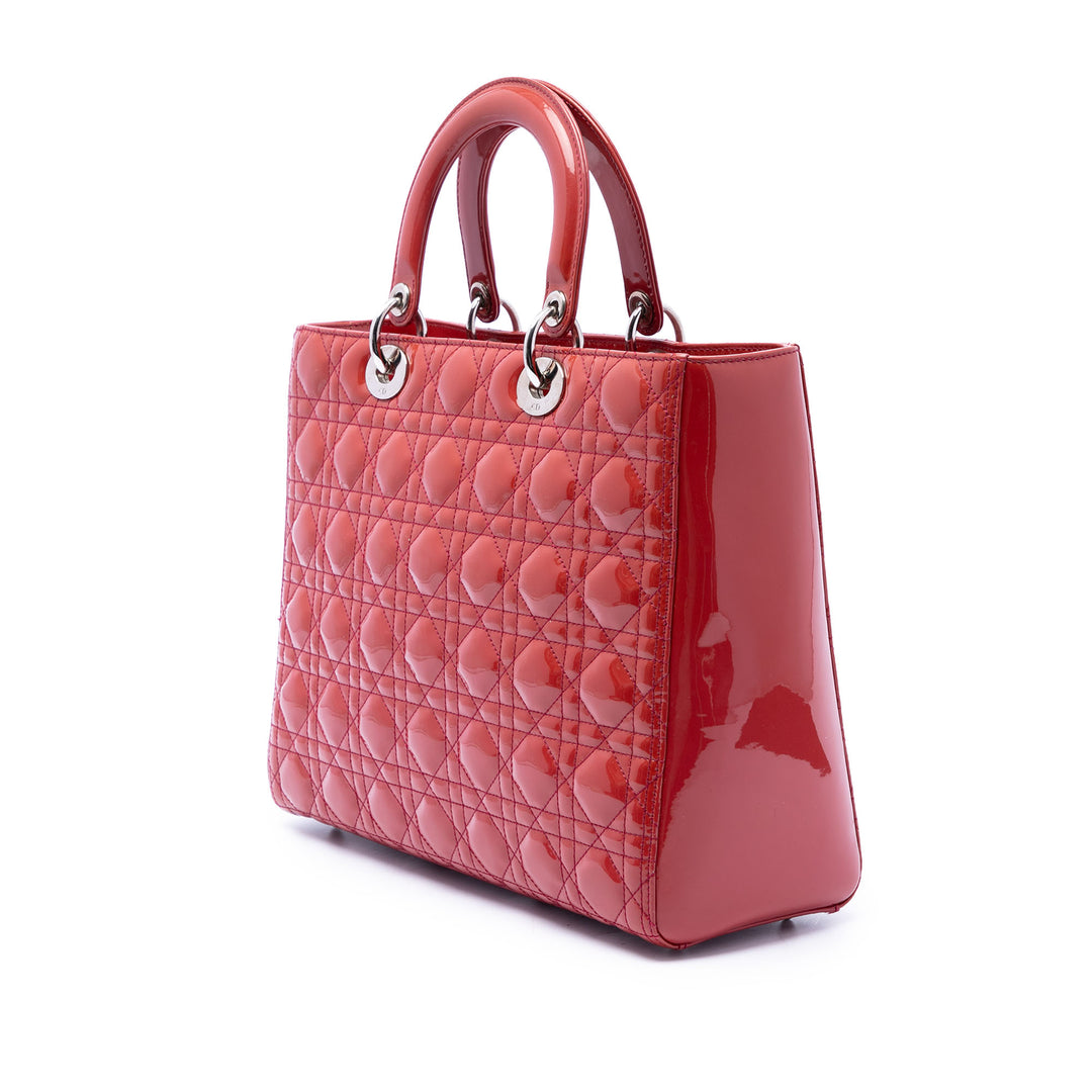 Dior Large Cuir verni Cannage Lady Dior
