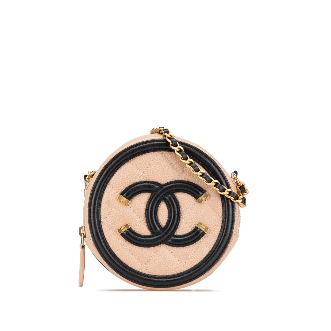 Caviar CC Filigree Round Crossbody Brown - Gaby Paris