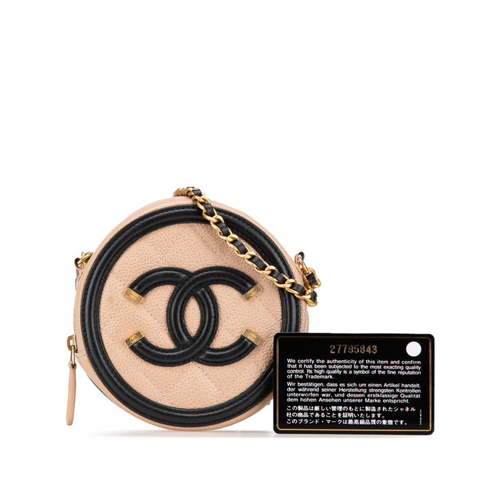 Caviar CC Filigree Round Crossbody Brown - Gaby Paris