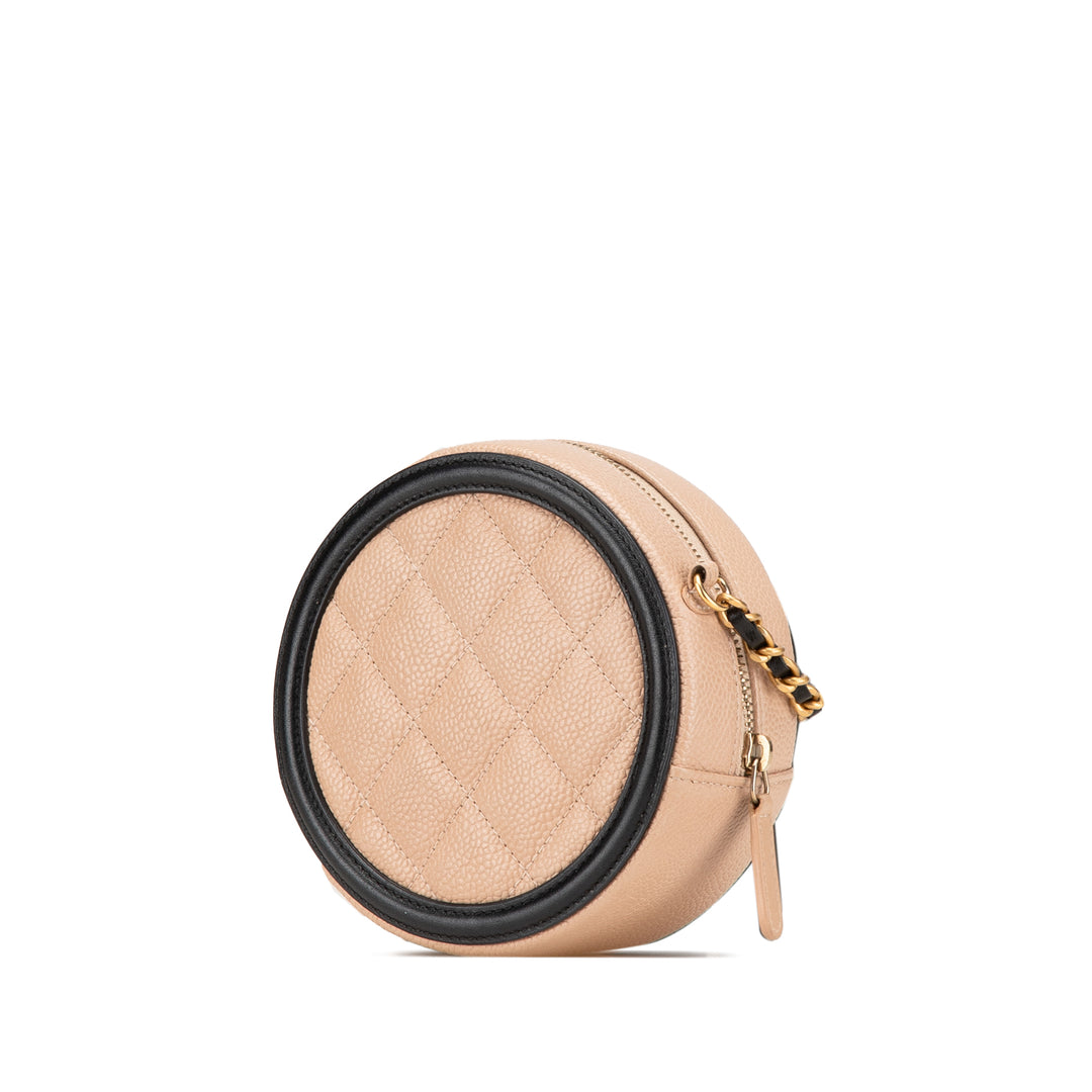Caviar CC Filigree Round Crossbody Brown - Gaby Paris