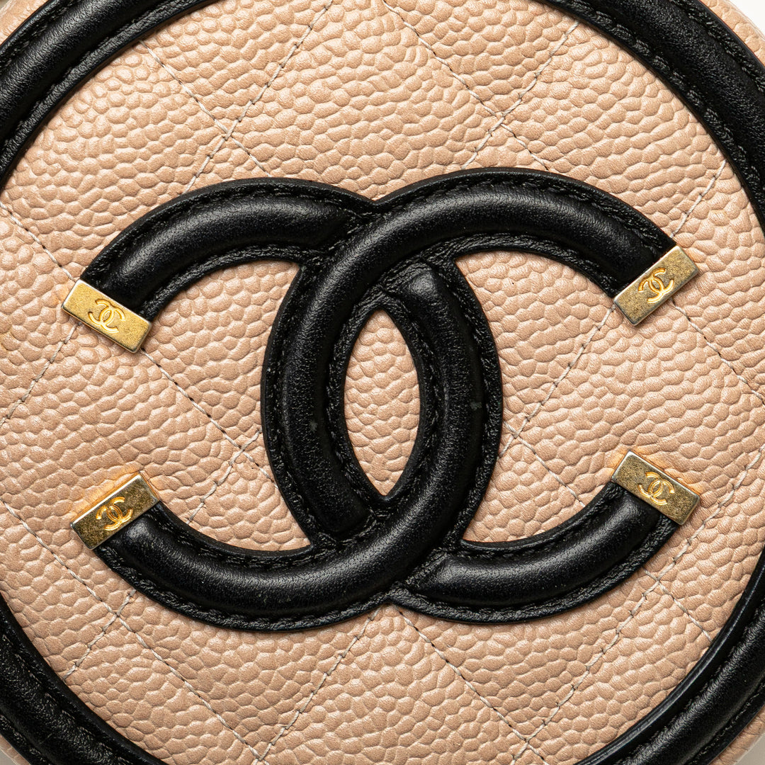 Caviar CC Filigree Round Crossbody Brown - Gaby Paris