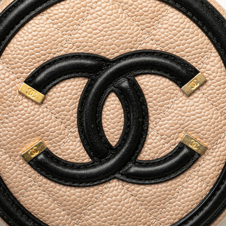 Caviar CC Filigree Round Crossbody Brown - Gaby Paris
