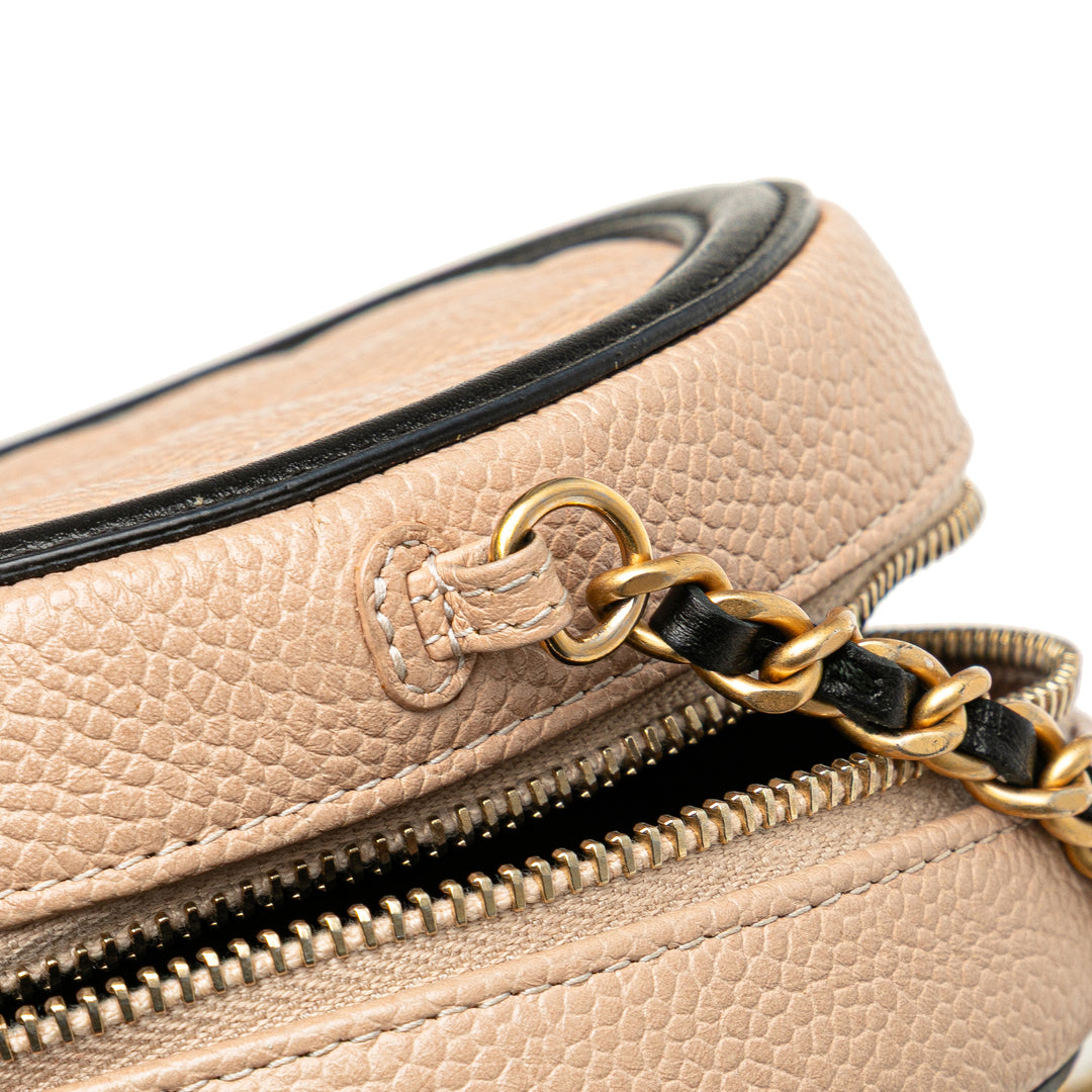 Caviar CC Filigree Round Crossbody Brown - Gaby Paris