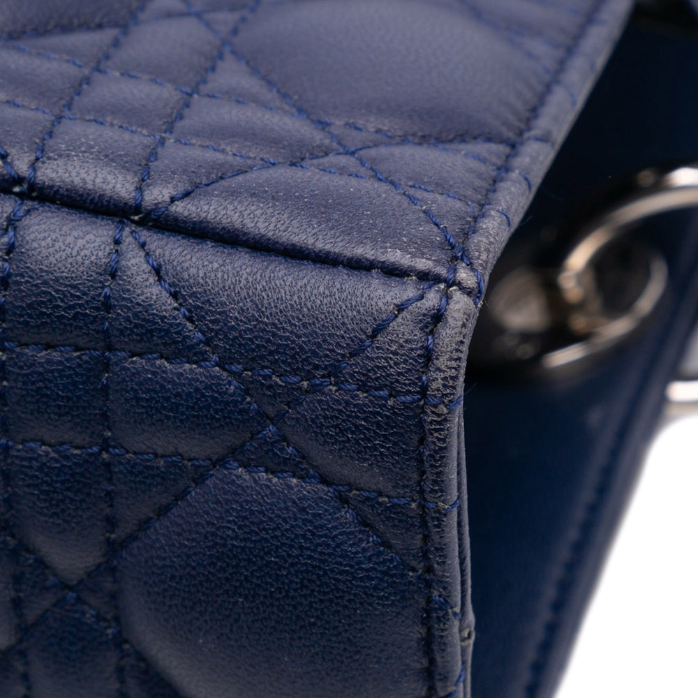 Large Lambskin Cannage Lady Dior Blue - Gaby Paris