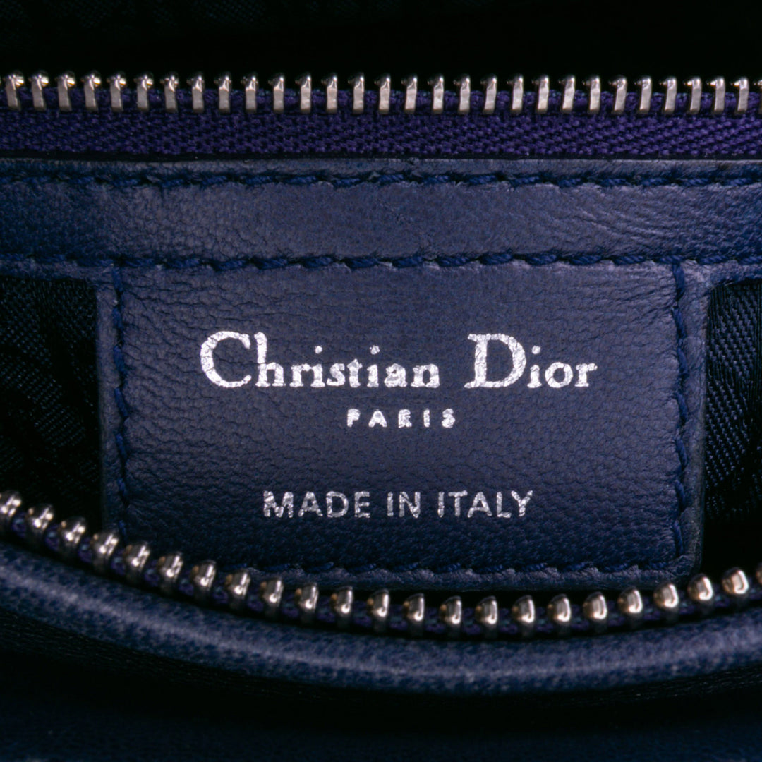 Large Lambskin Cannage Lady Dior Blue - Gaby Paris