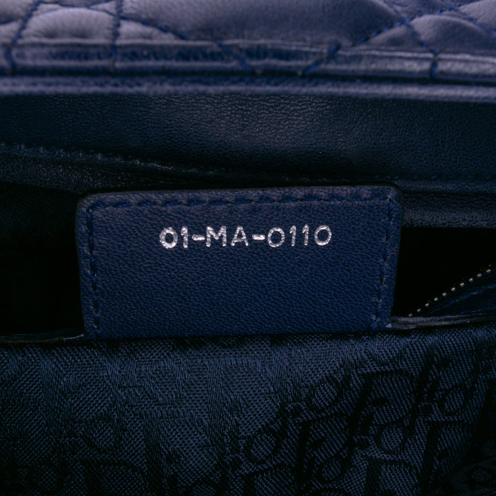 Large Lambskin Cannage Lady Dior Blue - Gaby Paris