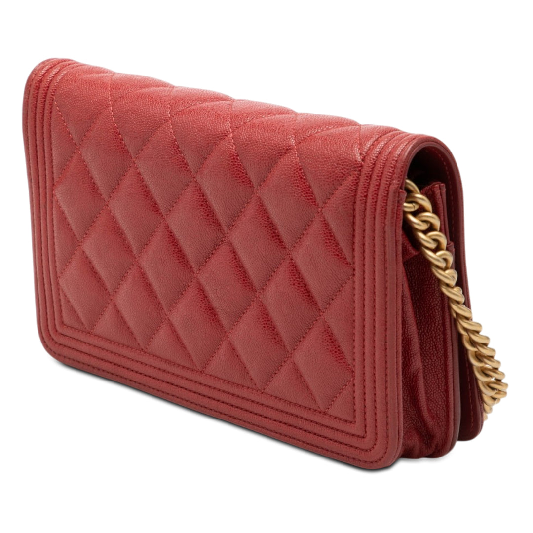 Chanel Matelassé Caviar Boy Wallet on Chain