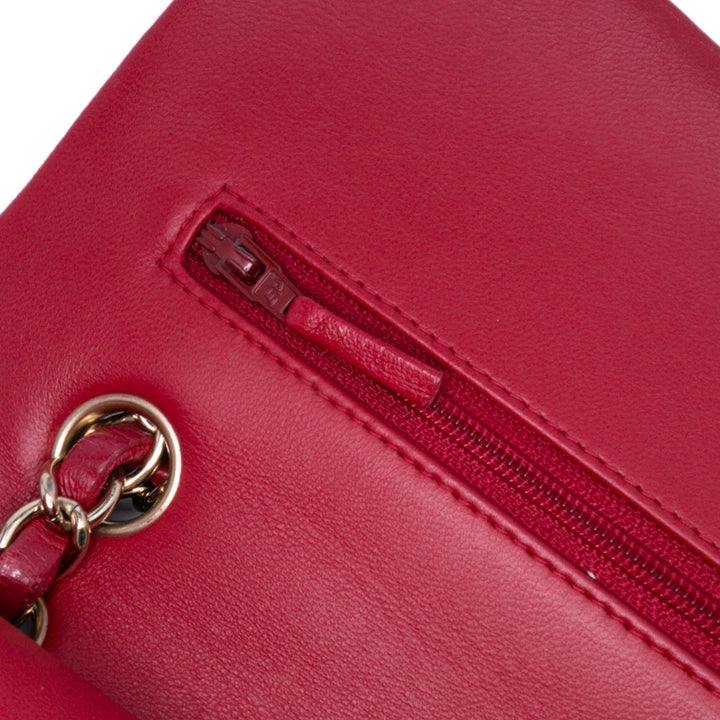 Medium Classic Lambskin Double Flap Red - Gaby Paris