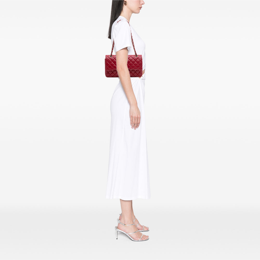 Medium Classic Lambskin Double Flap Red - Gaby Paris