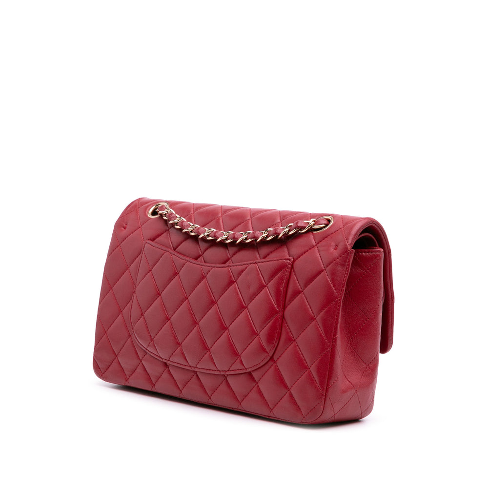 Medium Classic Lambskin Double Flap Red - Gaby Paris