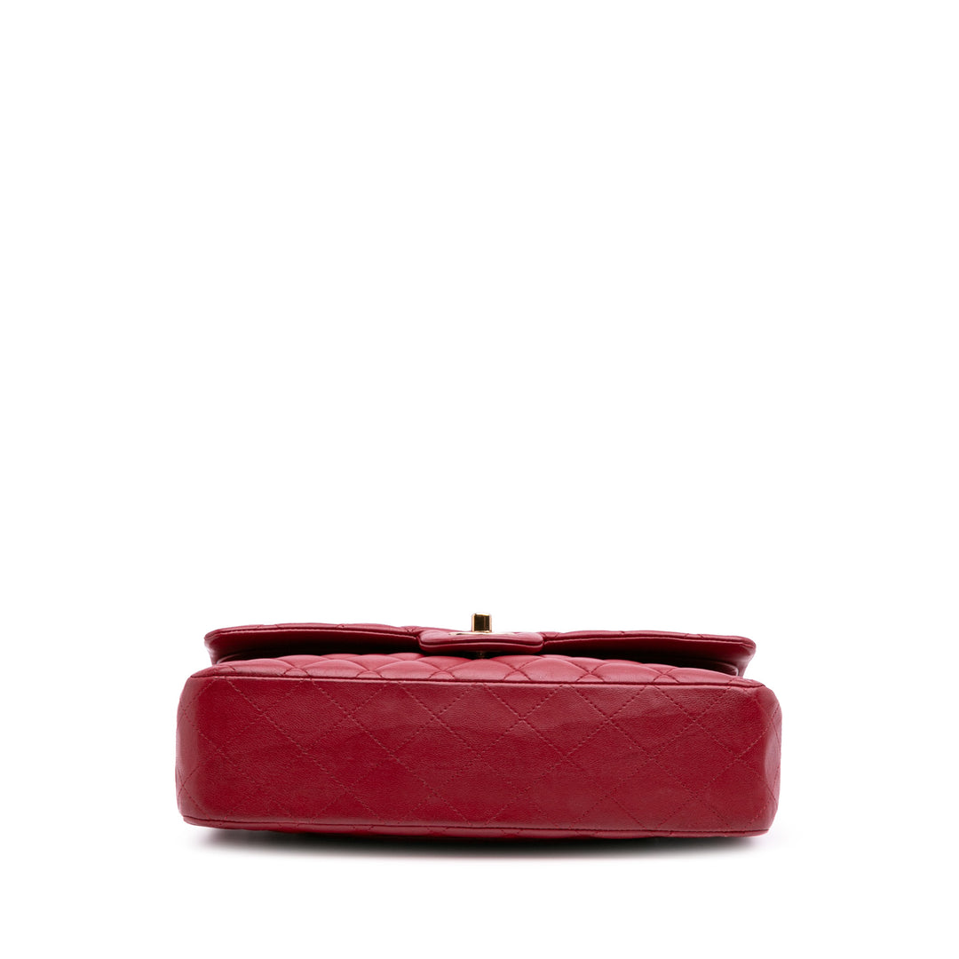 Medium Classic Lambskin Double Flap Red - Gaby Paris