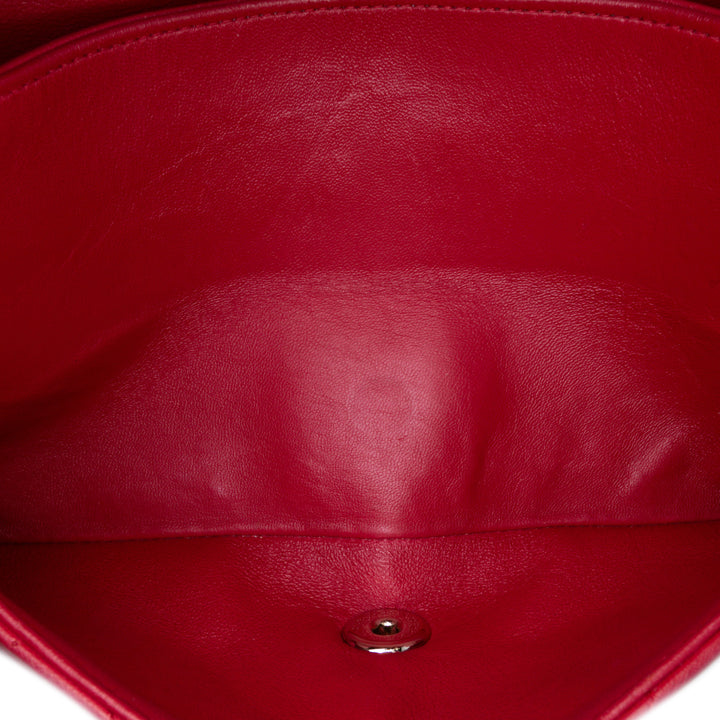 Medium Classic Lambskin Double Flap Red - Gaby Paris