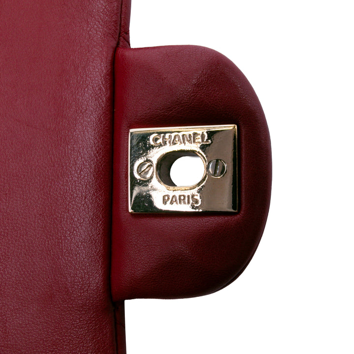 Medium Classic Lambskin Double Flap Red - Gaby Paris