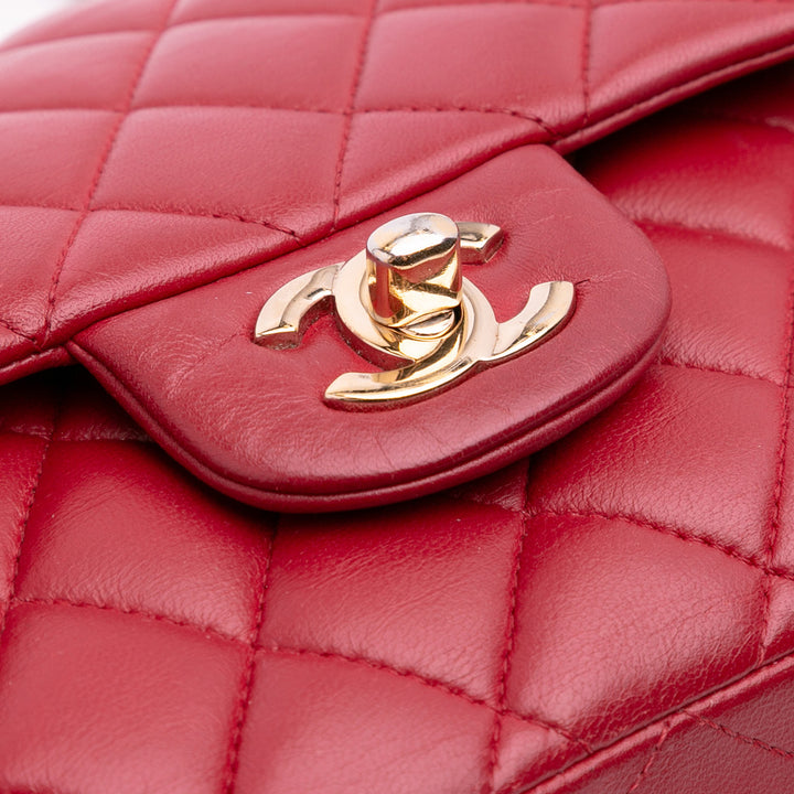 Medium Classic Lambskin Double Flap Red - Gaby Paris