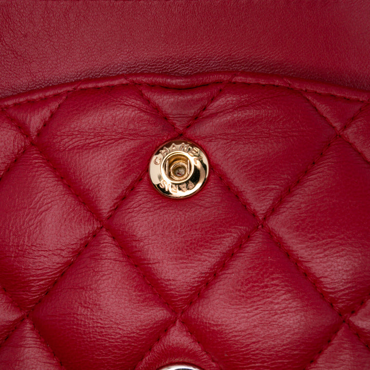 Medium Classic Lambskin Double Flap Red - Gaby Paris